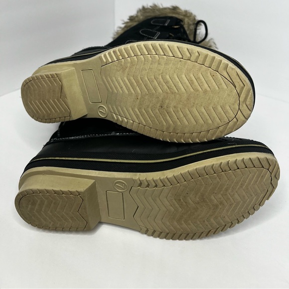 Merona Women's Winter Boots Black Leather Manmade Faux Fur Size 7 - Picture 5 of 8